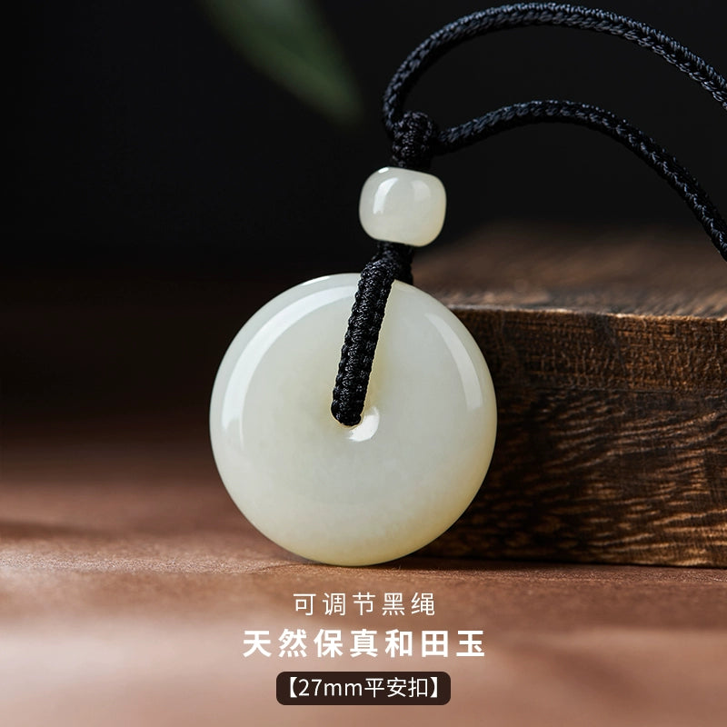 Natural Hetian Jade Safety Buckle Hanging Women's Jade Men's Hanging Xinjiang Hetian Jade Official Flag Store