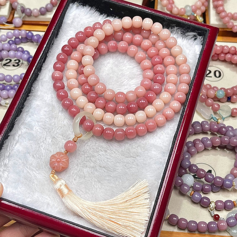 Natural 108 White Jade Bodhi Child Bracelet