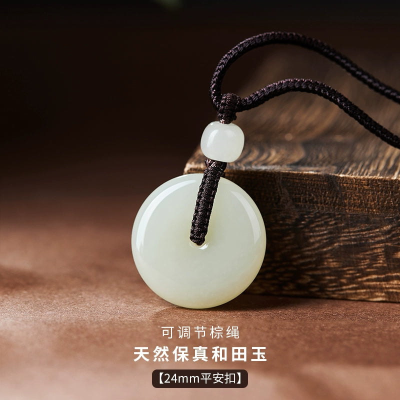 Natural Hetian Jade Safety Buckle Hanging Women's Jade Men's Hanging Xinjiang Hetian Jade Official Flag Store