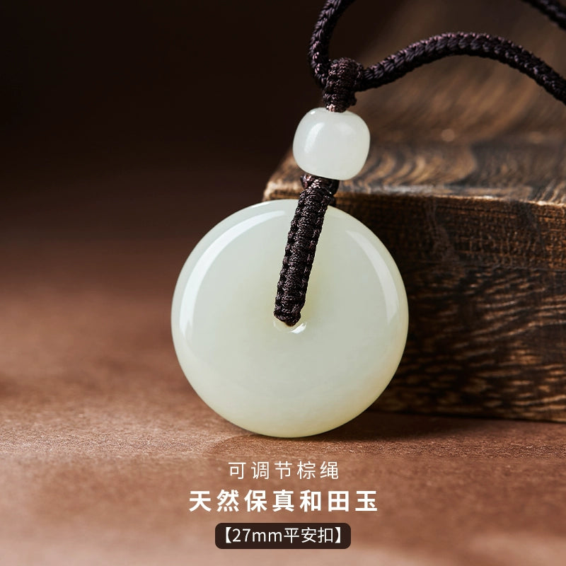 Natural Hetian Jade Safety Buckle Hanging Women's Jade Men's Hanging Xinjiang Hetian Jade Official Flag Store