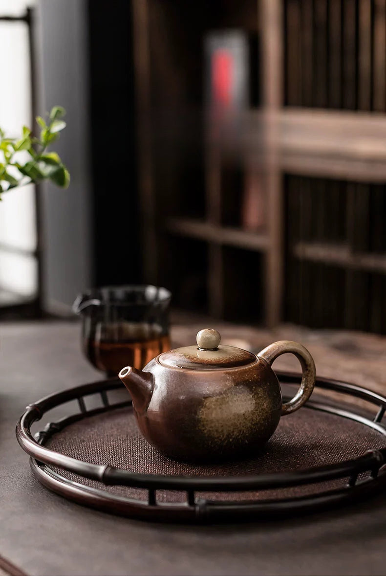 Ru~ tea~ can be~ coarse pottery~ home~ ancient ceramic tea~ brother~ tea set imitation firewood~ purple sand
