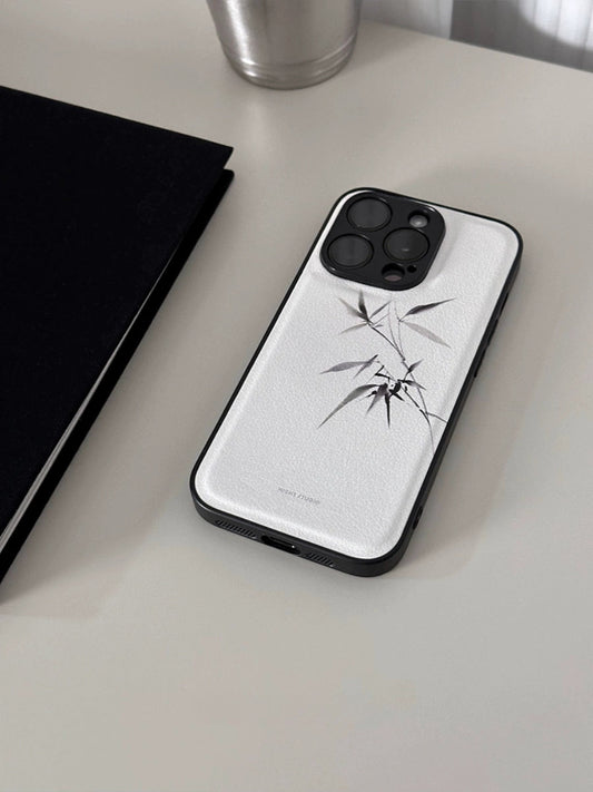 Night Studio Bamboo White Leather Phone Case