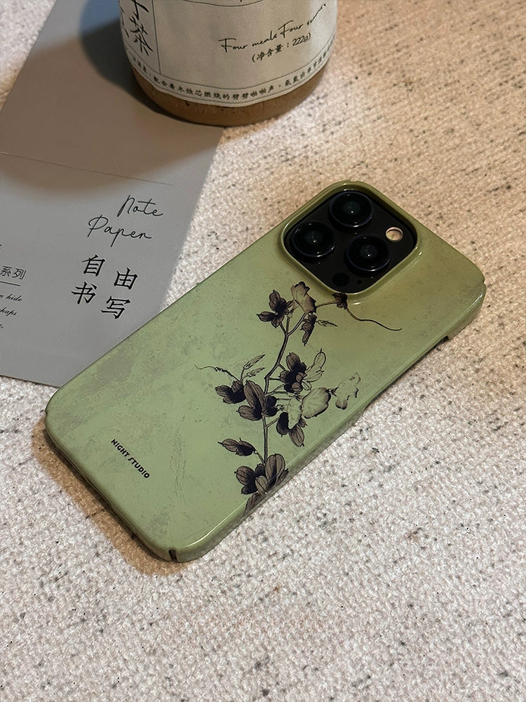 Night Studio Flowery Green Aesthetic Phone Case