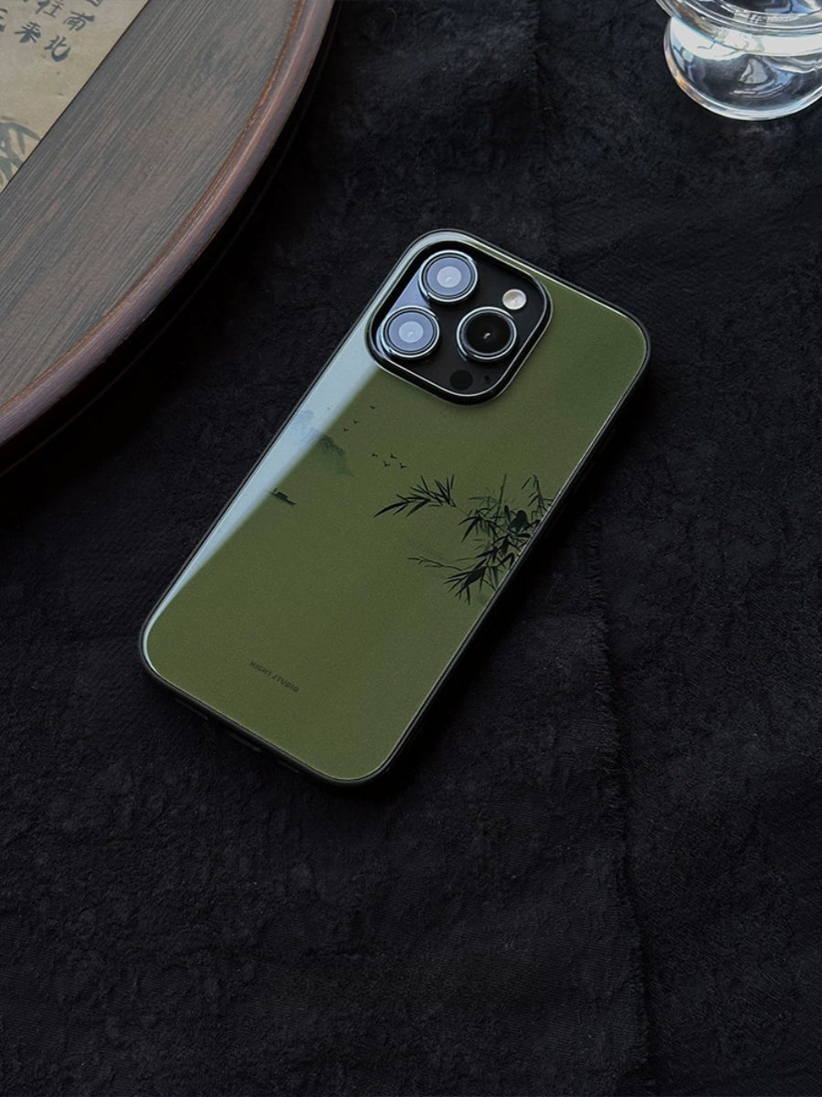 River and Mountain Painting Green Phone Case