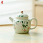 Plant ash + hand + powder falling flower ceramic small tea + tea making and tea drinking household + tea making utensil Kung Fu tea set