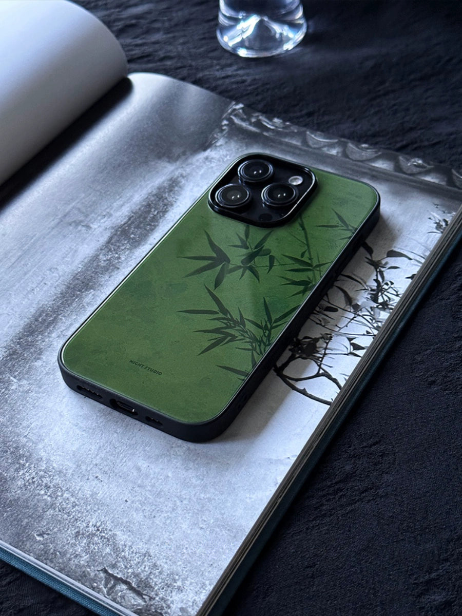 Night Studio Retro Green Bamboo Leaf Phone Case