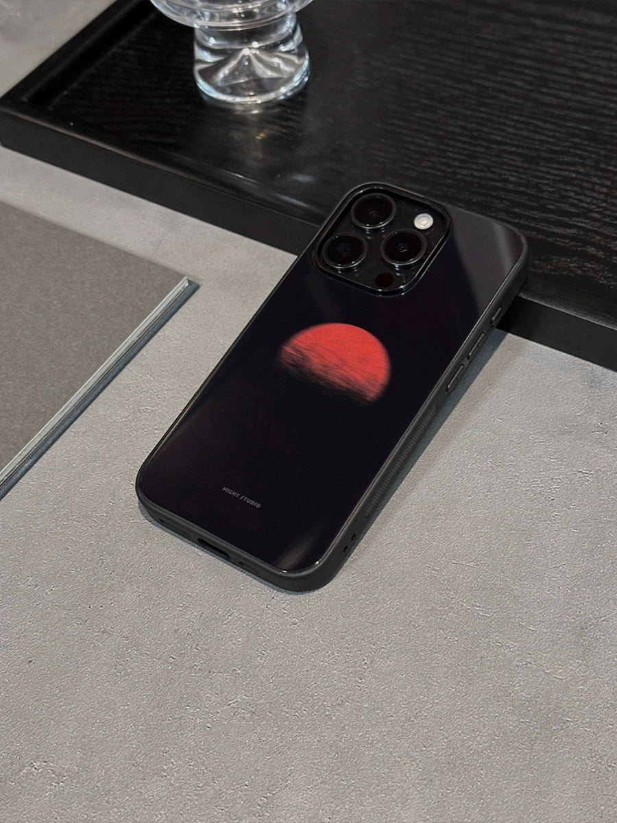 Night Studio Red Sun Black Protective Phone Case