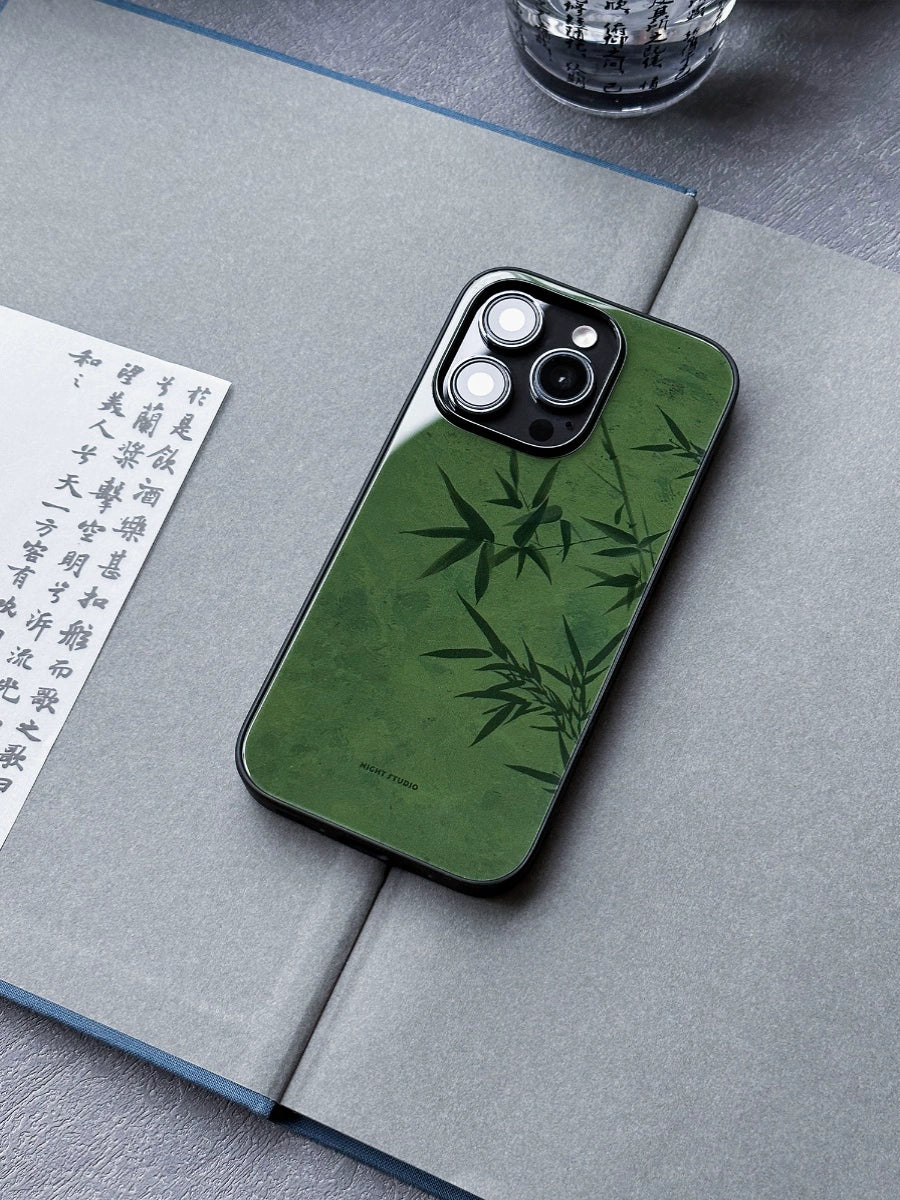 Night Studio Retro Green Bamboo Leaf Phone Case