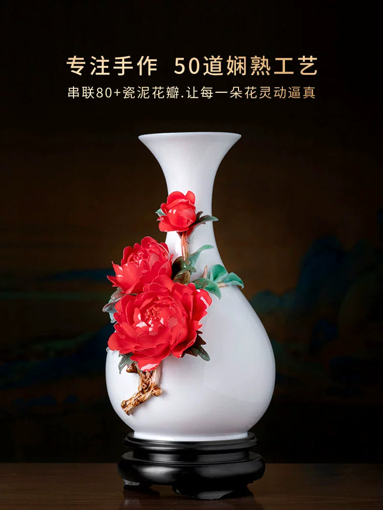 Chinese ceramic vase guest room flower arrangement high-quality porcelain flower luxury desktop