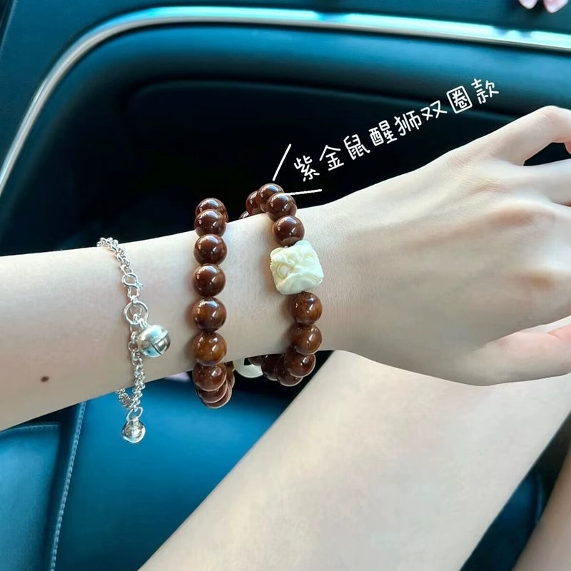 Boutique wake-up trick Purple gold mouse light bead Bodhi seed Finger soft bracelet Buddha bead Wenwan hand handle piece Play men and women