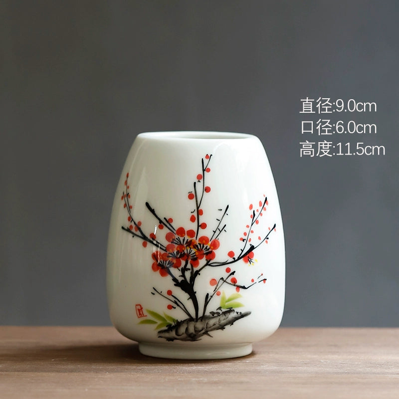 New Chinese-style hand-made pottery vase large-mouth water culture device, home furnishing product, desktop customer, flower arrangement