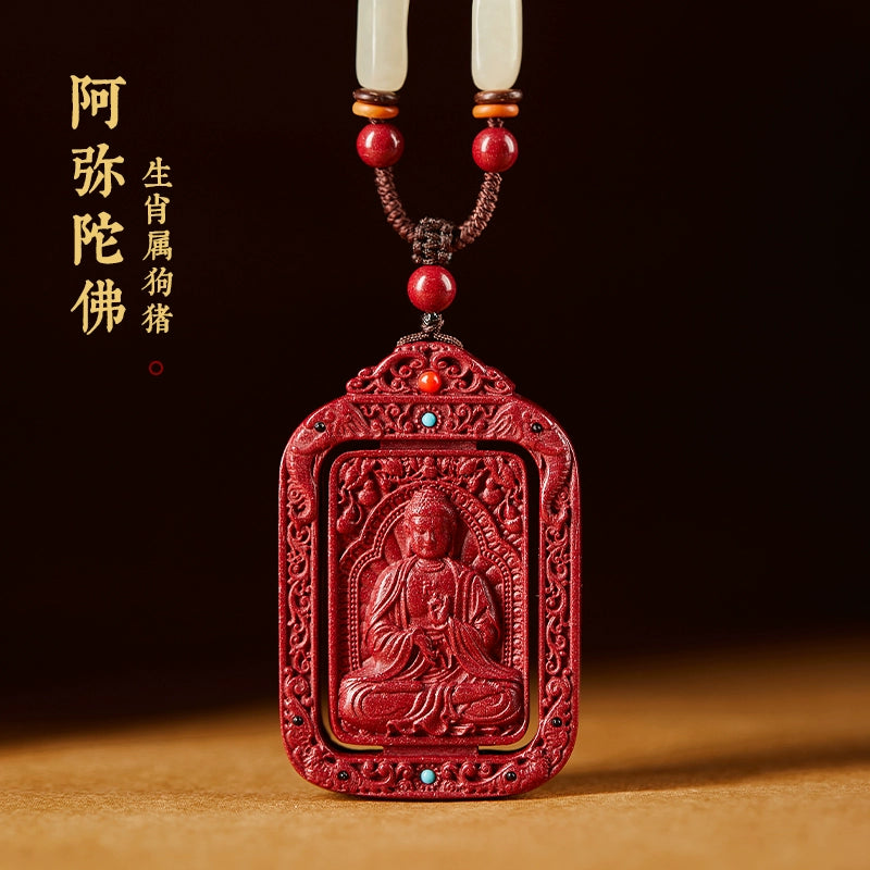 Cinnabar Natal Buddha Hanging Men's Manjushri Year of the Rabbit Natal Year Body Character