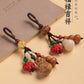 Mahogany gourd key buckle, steam piece cinnabar elephant Bodhi blessing bag key buckle can be used for fine packaging.