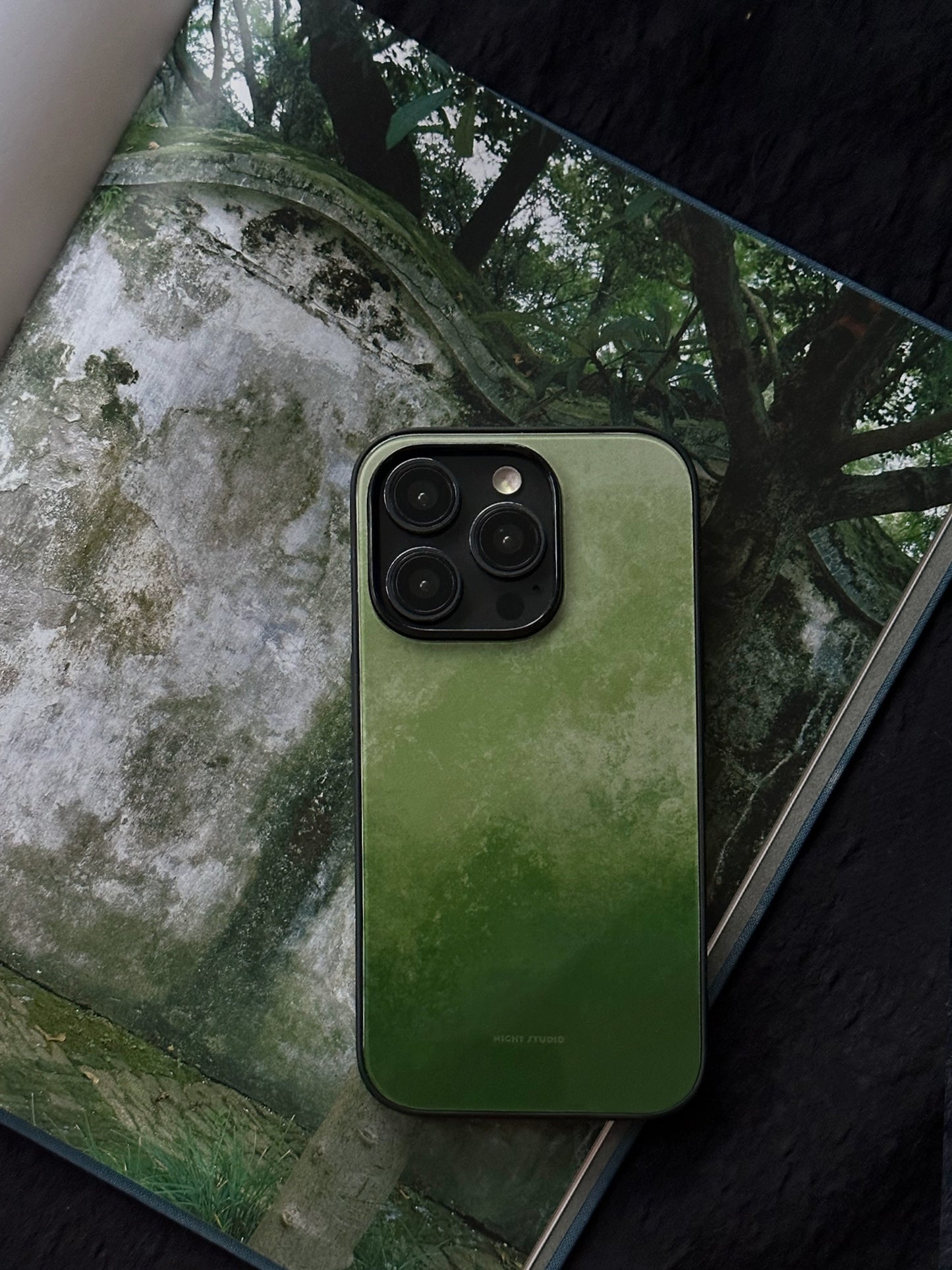 Night Studio Vintage green and white pattern phone case