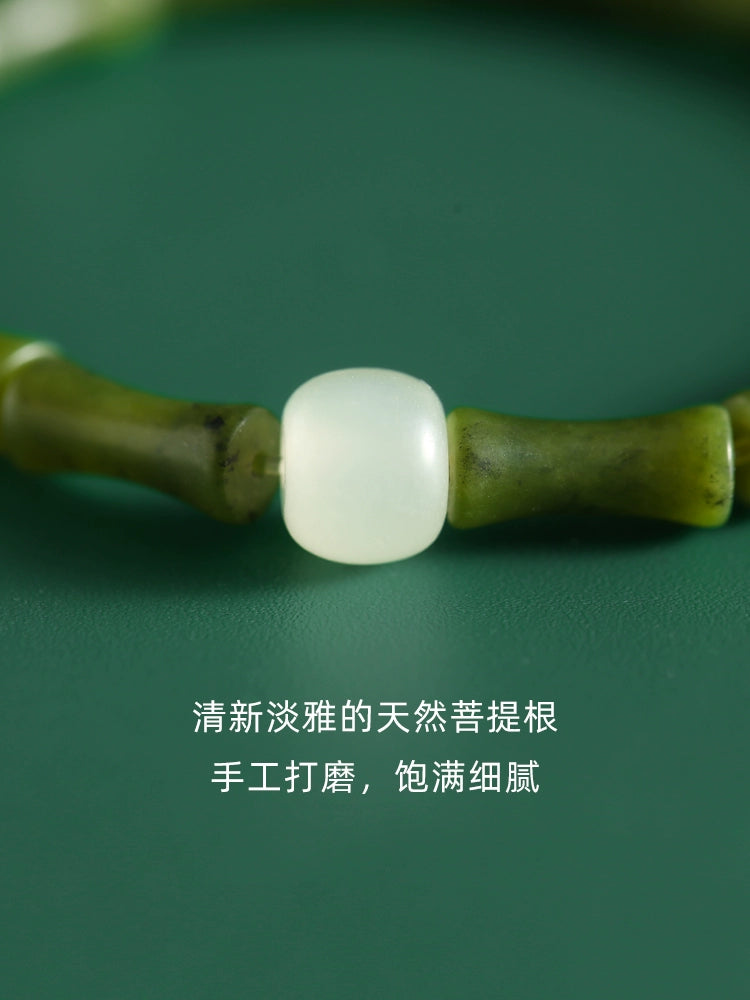 Gao Sheng Tianqing Bamboo Olive Jade Hand Female ins Small High Sense Shore Ancient bracelet