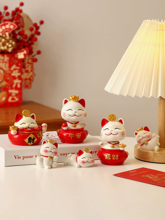 Lucky Cat Car Ornament Office Emotional Stability Desktop Decoration Porch Living Room Home Creative Doll 