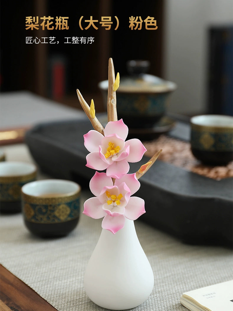 New Chinese-style ceramic handmade plum blossom vase, desktop design, guest flower arrangement, home furnishing, room design