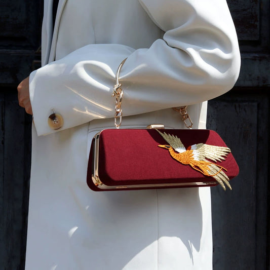 Chinese original retro phoenix mouth gold bag shoulder crossbody bag 