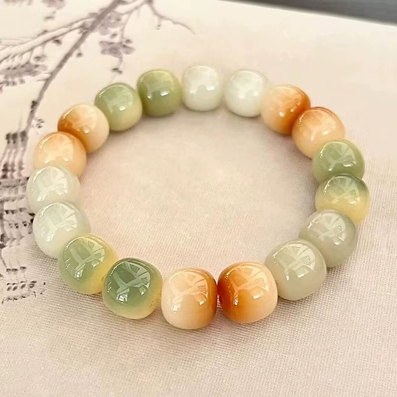 Spring Limited Bodhi Bracelet Color White Jade Bodhi Root Play Female Finger Soft Play Wenwan Buddha Bead Bracelet