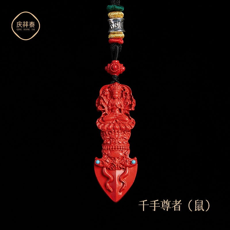 Year natal year with Natural original Cinnabar gold Pestle hanging Female natal Buddha Conquering Demons Male body talisman