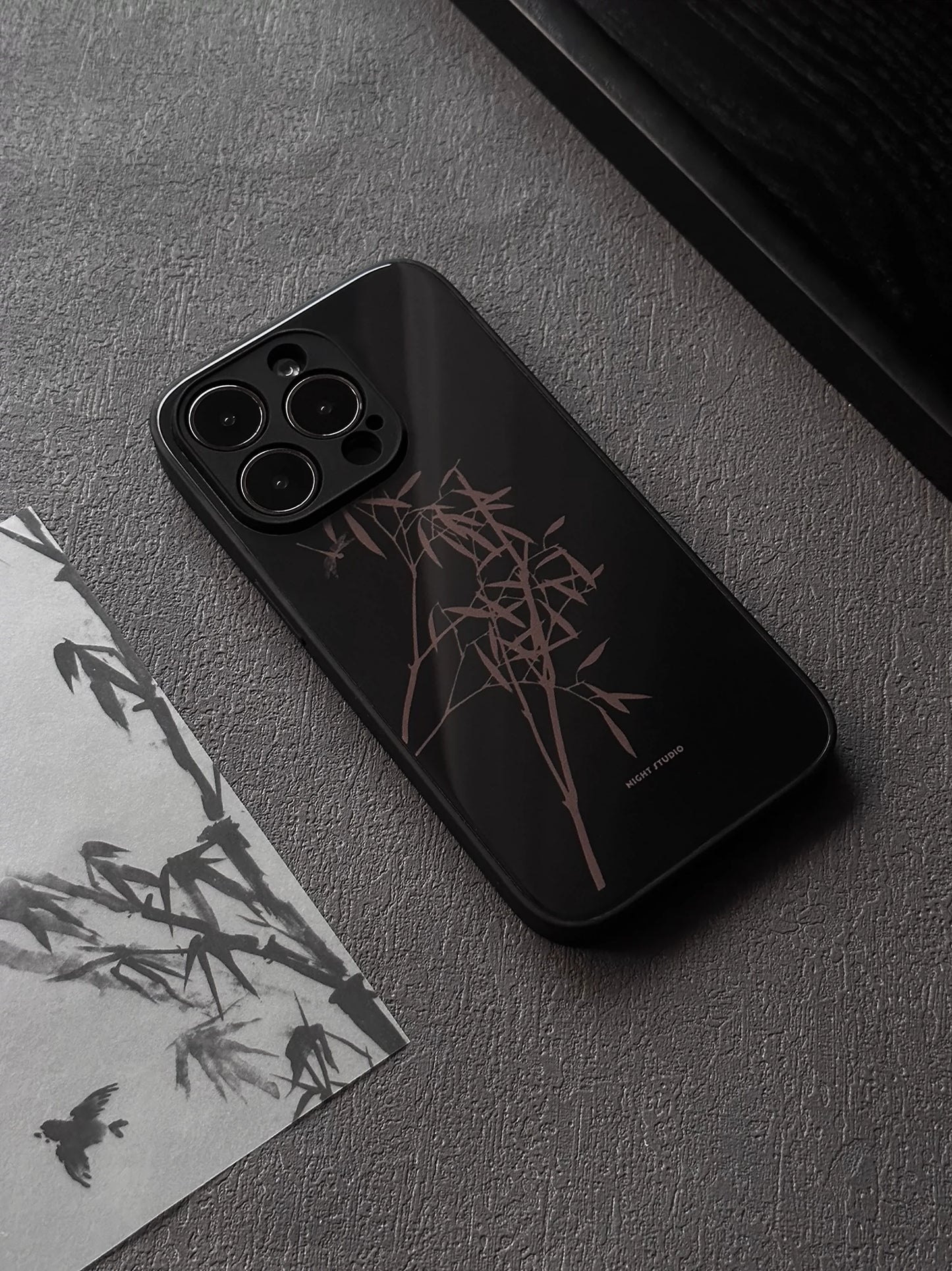 Night Studio Brown Bamboo Black Phone Case