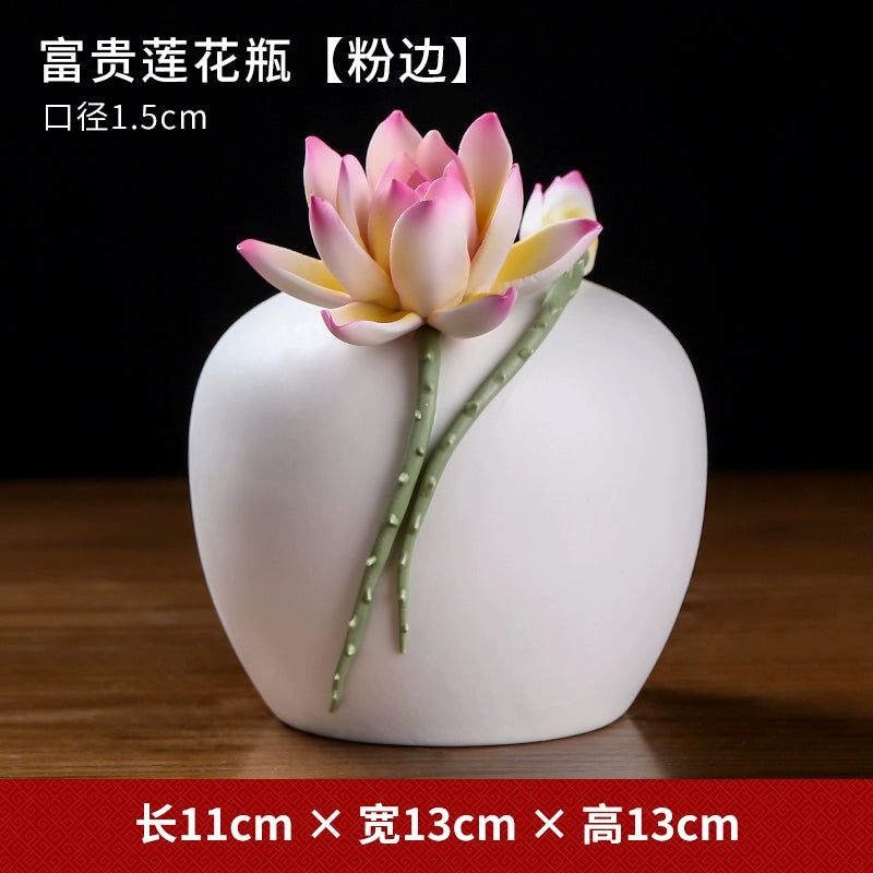 Ceramic Handmade Peony Vase Guest Arrangement Flower Dry Flower Generation Luxury High Sense Table Wine Product