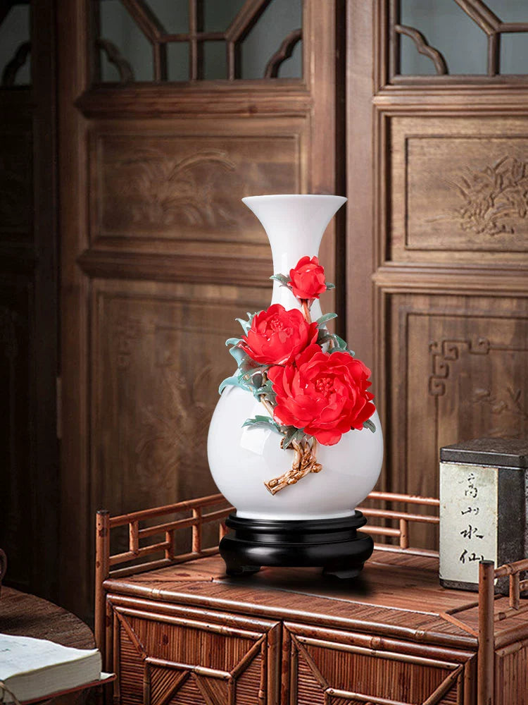 Chinese ceramic vase guest room flower arrangement high-quality porcelain flower luxury desktop