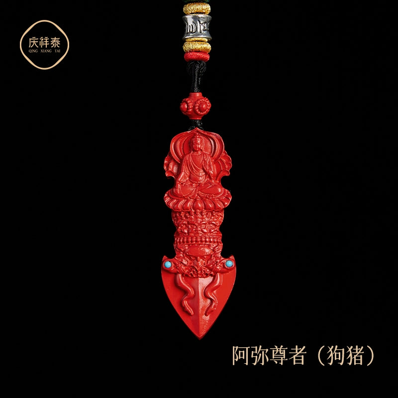 Year natal year with Natural original Cinnabar gold Pestle hanging Female natal Buddha Conquering Demons Male body talisman