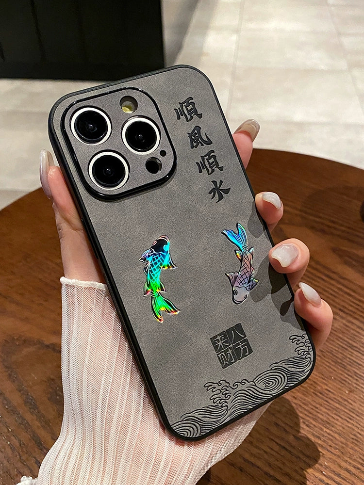 Laser Lucky Fish Pattern Phone Case for iPhone