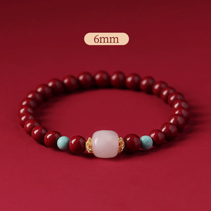 natal year year cinnabar hand women's natural Hetian jade sand bracelet beads