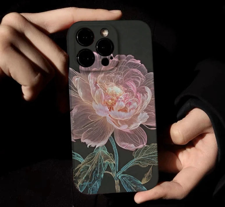 Retro Pink Peony Flower Personalized Mobile Phone Case