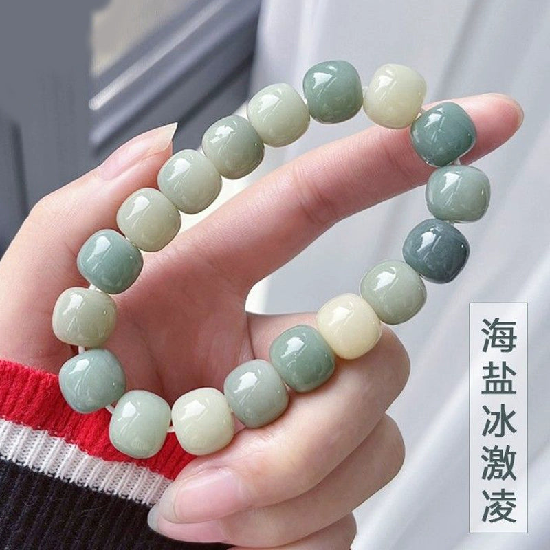 Spring Limited Bodhi Bracelet Color White Jade Bodhi Root Play Female Finger Soft Play Wenwan Buddha Bead Bracelet