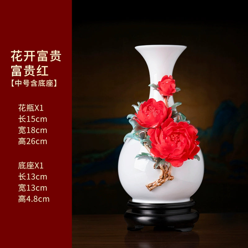 Chinese ceramic vase guest room flower arrangement high-quality porcelain flower luxury desktop