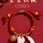 Baby baby red rope bracelet female pig essence bone peach wood amulet bracelet pig bone dog tooth cinnabar peach basket pendant