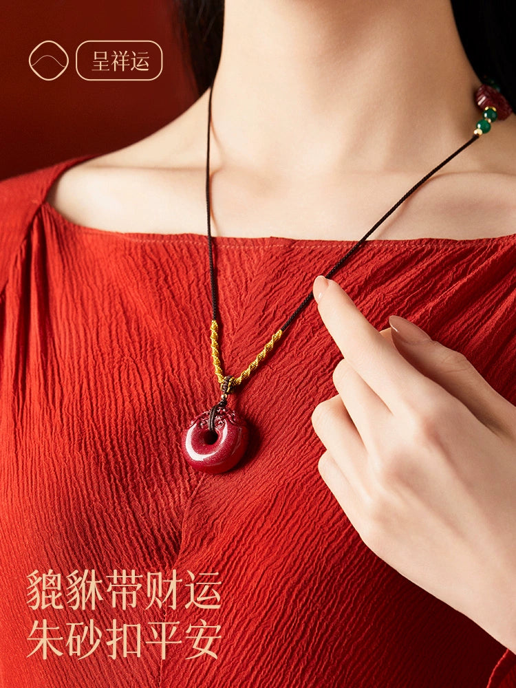 Cinnabar Pixiu Ping An Buckle Hanging Male Sand Hanging Women's Cinnabar Official Flag Store Genuine Body Charm