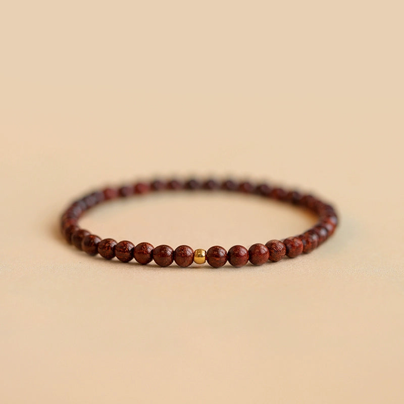 Authentic Indian Small Red Sandalwood Bracelet Men's Old Wood Buddha Bead Gold Star Old Material Sandalwood Sandalwood Hand Women's