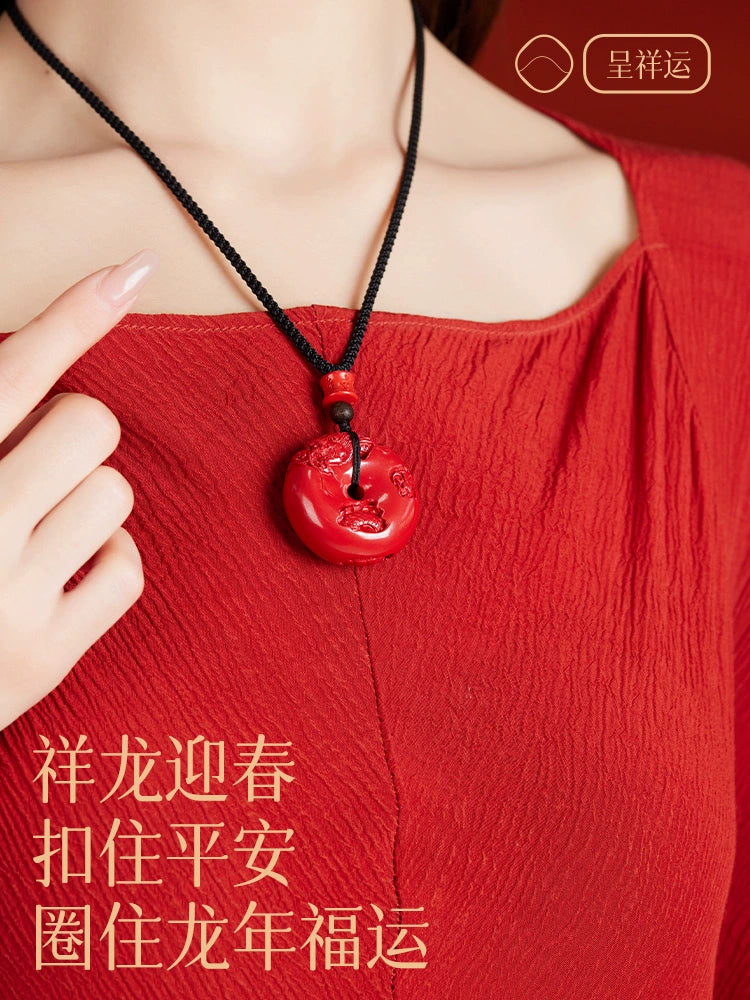 Cinnabar Safety Buckle Hanging Women's Cinnabar Piece Men's Year Birth Year Women's Year Birth Year Body Charm