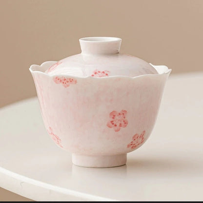 Pink Hand-Painted Cherry Blossom Gaiwan