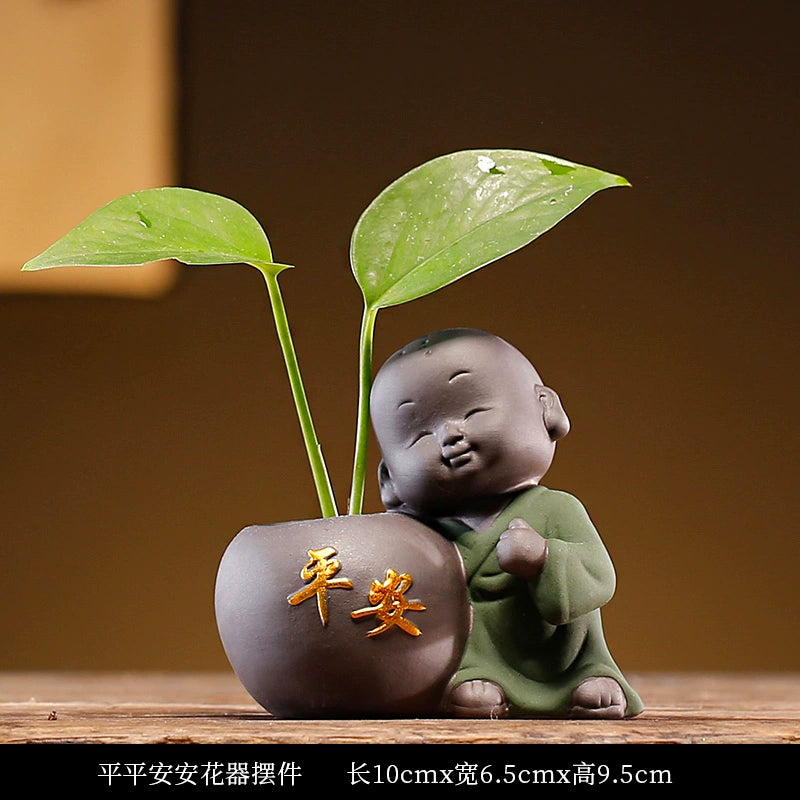 Little Monk Tea Small Flower Ware New Ceramic Piece Kung Fu Tea Ceremony Tea Table Hydroponic Vase Tea Set Accessories