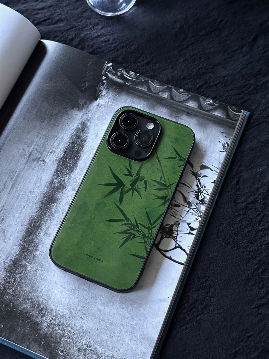 Night Studio Retro Green Bamboo Leaf Phone Case