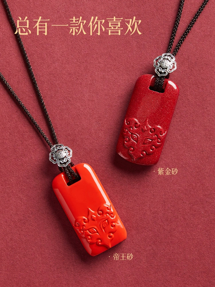 Natural original cinnabar hanging female and male models, natal year, body symbol, and brand.