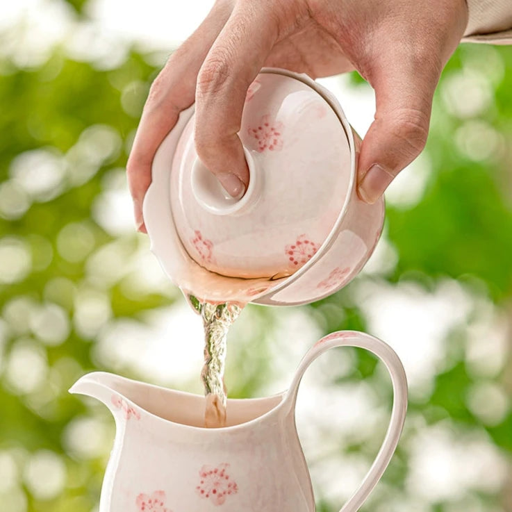 Pink Hand-Painted Cherry Blossom Gaiwan