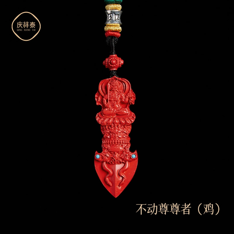 Year natal year with Natural original Cinnabar gold Pestle hanging Female natal Buddha Conquering Demons Male body talisman