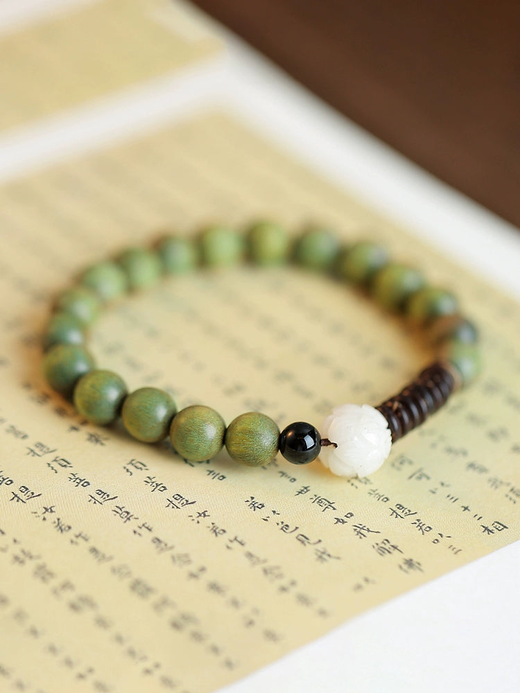 Natural Sandalwood Bracelet Male Buddha Bead Sandalwood Rosary Bead Sandalwood Sandalwood White Jade Bodhi Floral Play Hand Female