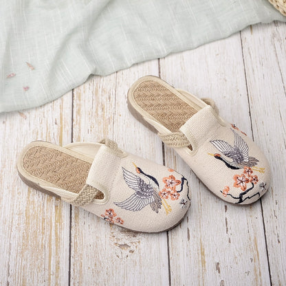 Ancient Chinese International Old Beijing Cloth Shoes Hemp Flower Slippers Flat Bottom Non-slip