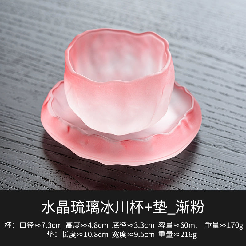 Crystal glazed glacier cup pink small teacup lady master cup + cup household kung fu tea set tea cup