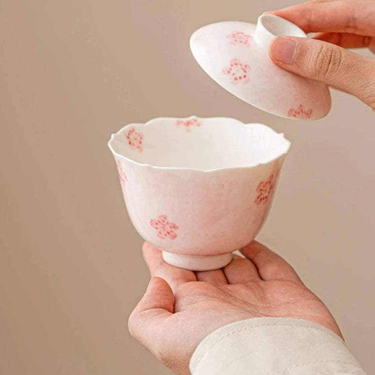 Pink Hand-Painted Cherry Blossom Gaiwan