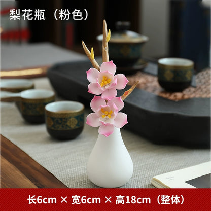 New Chinese-style ceramic handmade plum blossom vase, desktop design, guest flower arrangement, home furnishing, room design