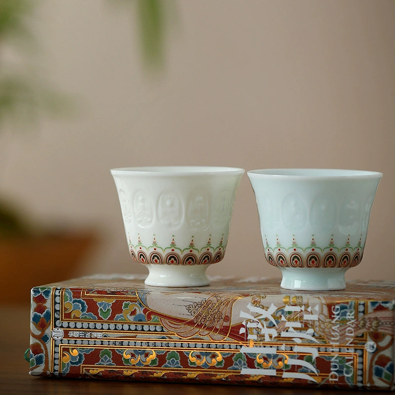 Ancient Dunhuang Buddha Cup Shadow Green Cup Tea Love Cup Tea Set Tea Cup Wedding Newlyweds Cup Master Cup