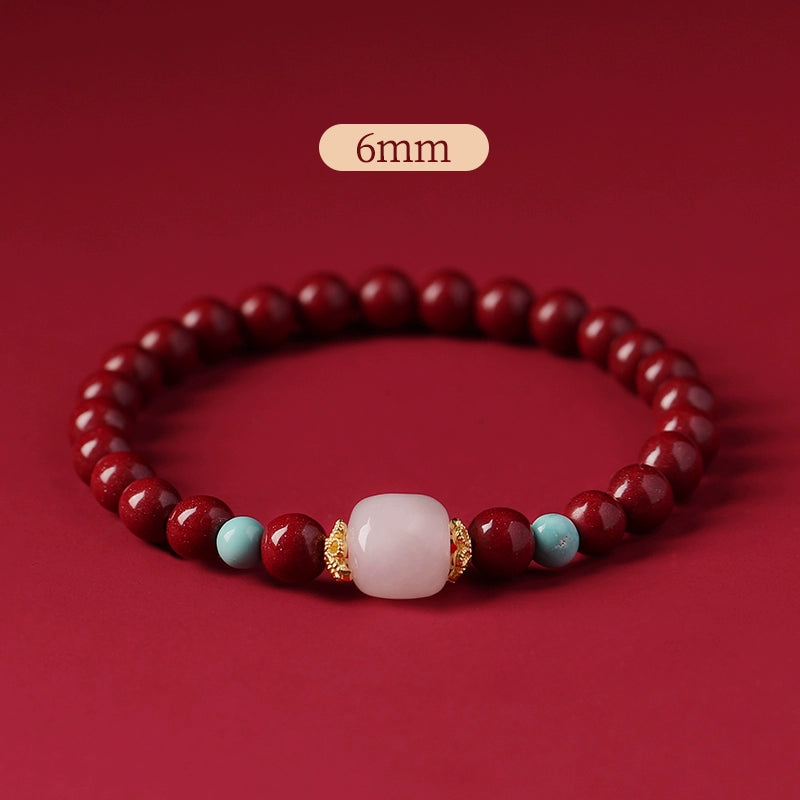 Cinnabar Banner Shop Birthday Year Year Cinnabar Bracelet Female Hand Hetian Jade Purple Gold Sand Beads